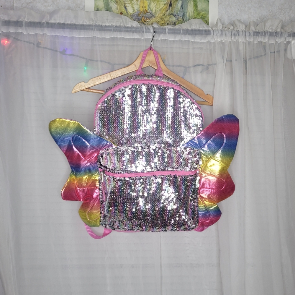 Rainbow Sequin Butterfly Backpack - image 1